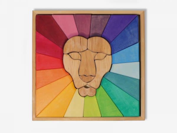 Ensemble de construction lion arc-en-ciel en bois - Grimm’s