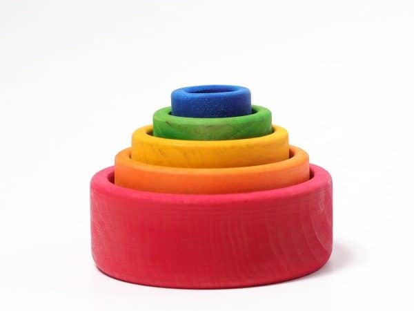 5 Bols empilables multicolores (rouges) - Grimm’s