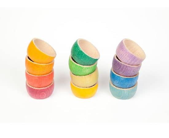 12 Bols en bois colorés - Grapat