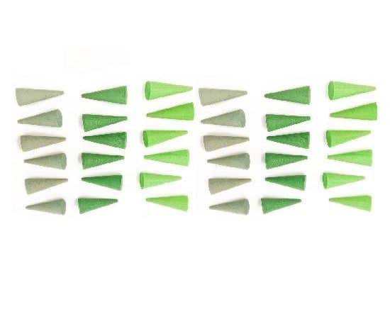 36 Cônes en bois (vert) - Mandala - Grapat