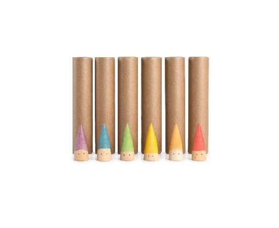 6 Petits personnages et leurs bâtons en bois - Grapat