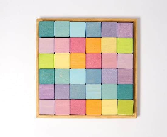 Ensemble de construction pastel en bois - 36 Cubes - Grimm’s