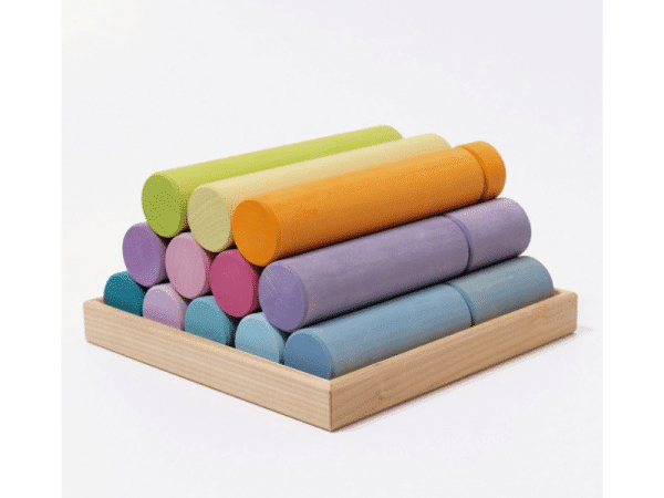 Cylindres de construction (pastel) 25 morceaux - Grimm’s