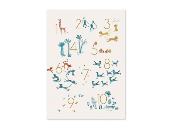 Affiche Les chiffres - 50 cm x 70 cm - Sous mon baobab - Moulin Roty