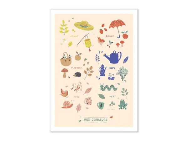 Affiche Mes couleurs - 50 cm x 70 cm - Pomme des Bois - Moulin Roty