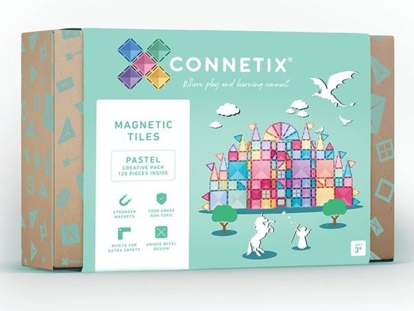 Connetix Tuiles Magnétiques - Ensemble Créatif 120 morceaux Pastel