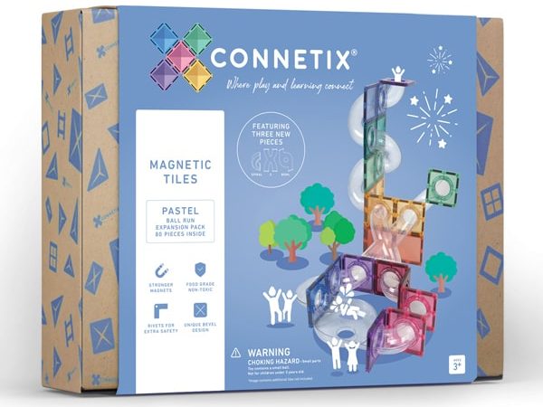 Connetix Tuiles Magnétiques - Ensemble Parcours de balles 80 Morceaux Pastel