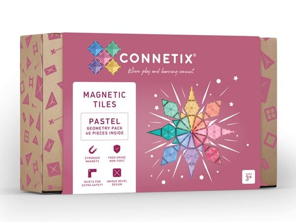 Connetix Tuiles Magnétiques - Ensemble géométrique Pastel 40 morceaux