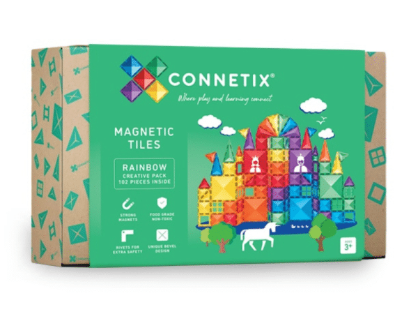 Connetix Tuiles Magnétiques - Ensemble Créatif 102 morceaux Arc-en-ciel