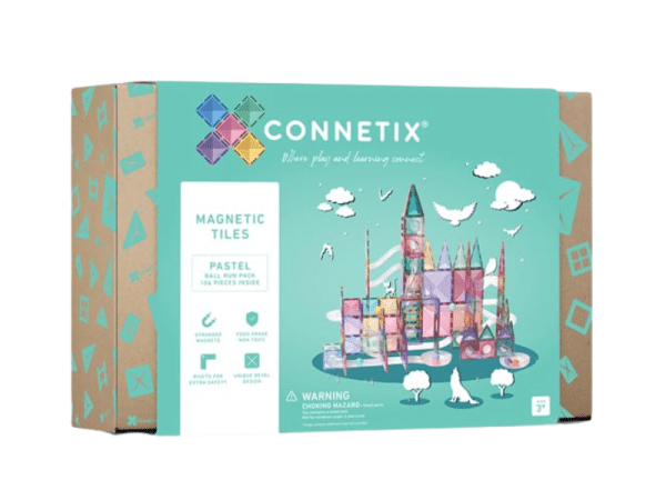 Connetix Tuiles Magnétiques - Ensemble Parcours de balles 106 Morceaux Pastel