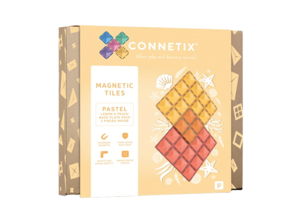 Connetix Tuiles Magnétiques - Plaques de base pastel (citron et pêche)