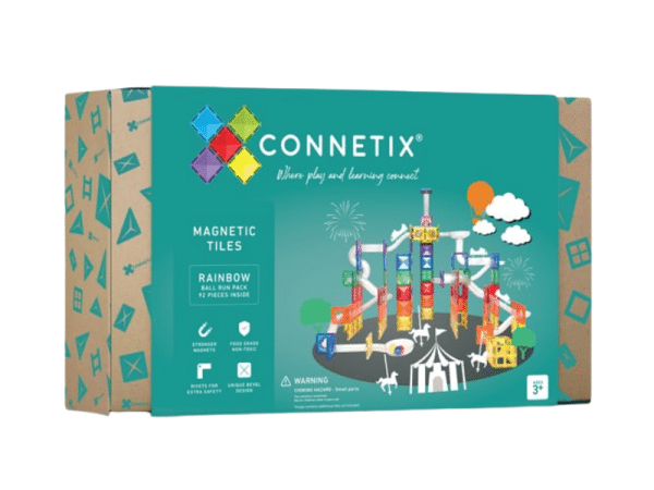 Connetix Tuiles Magnétiques - Ensemble Parcours de balles 92 Morceaux Arc-en-ciel