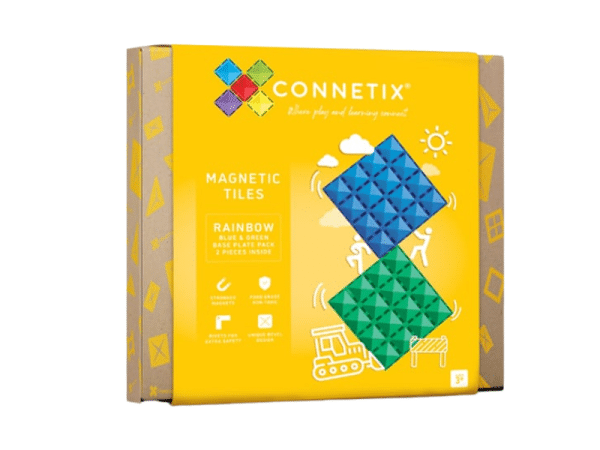 Connetix Tuiles Magnétiques - Plaques de base Arc-en-ciel (bleu et vert)