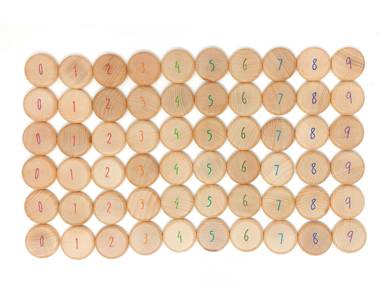 60 pièces à compter en bois - Grapat