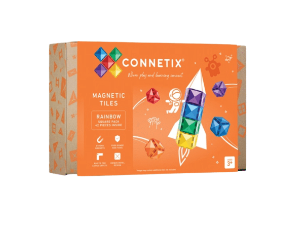 Connetix Tuiles Magnétiques - Ensemble de carrés Arc-en-ciel 42 morceaux